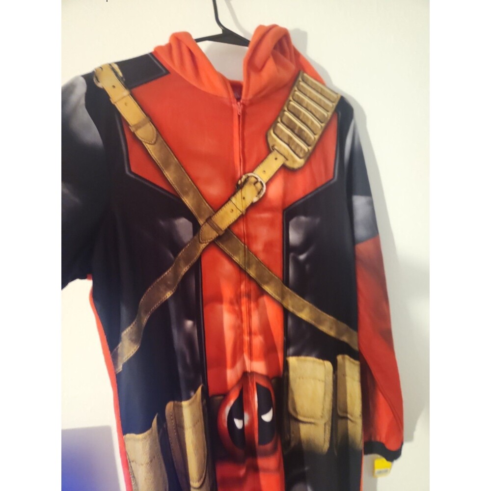 Marvel Deadpool Hooded Bodysuit Costume One-Piece Jumpsuit Red/Black - Picture 2 of 6
